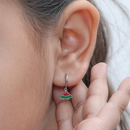 Watermelon Charm Huggie Hoop Earrings