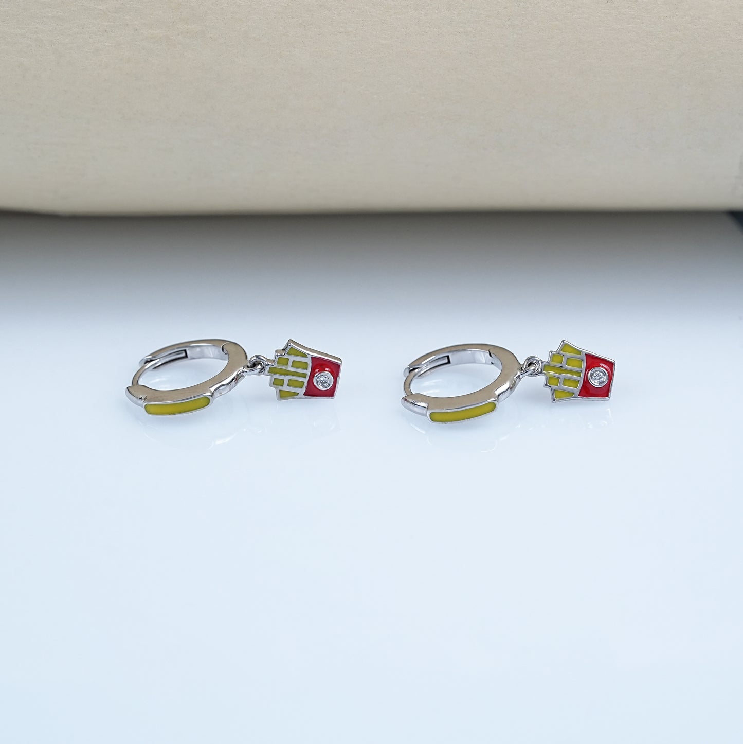 Enamel Stud Lab  Grown Diamond Earring