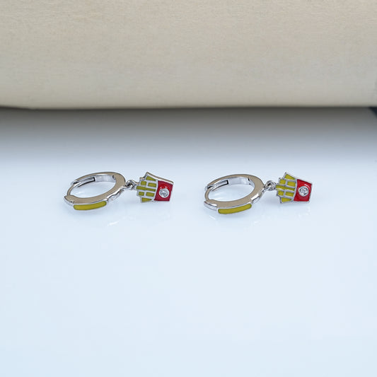 Enamel Stud Lab  Grown Diamond Earring