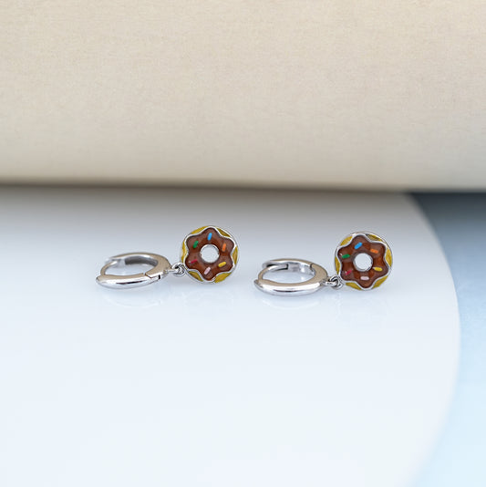 Enamel Donut Shape Lab Grown Diamond Earring