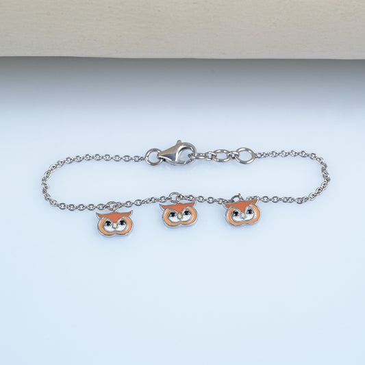 Color Enamel Owl Shape Charm Bracelet