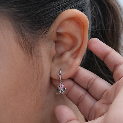 Round Cut Diamond Octopus Shape Hoop Earrings