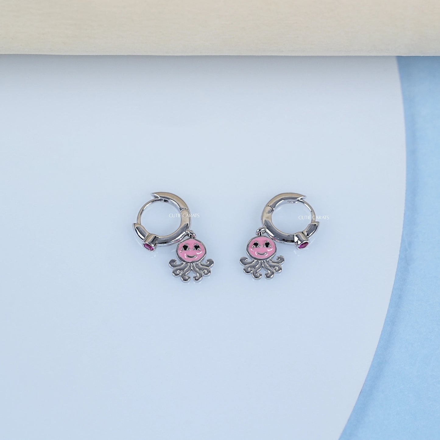 Round Cut Diamond Octopus Shape Hoop Earrings