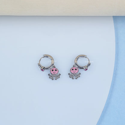 Round Cut Diamond Octopus Shape Hoop Earrings