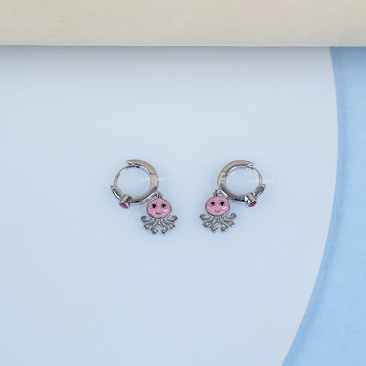 Round Cut Diamond Octopus Shape Hoop Earrings