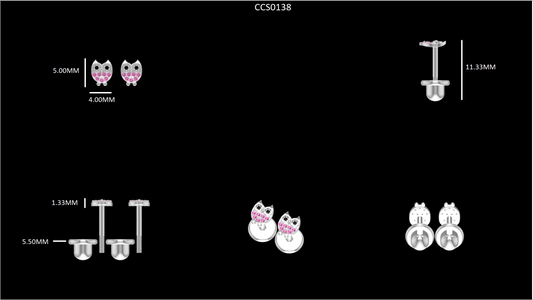 Owl Shape Gemstone Stud Earrings