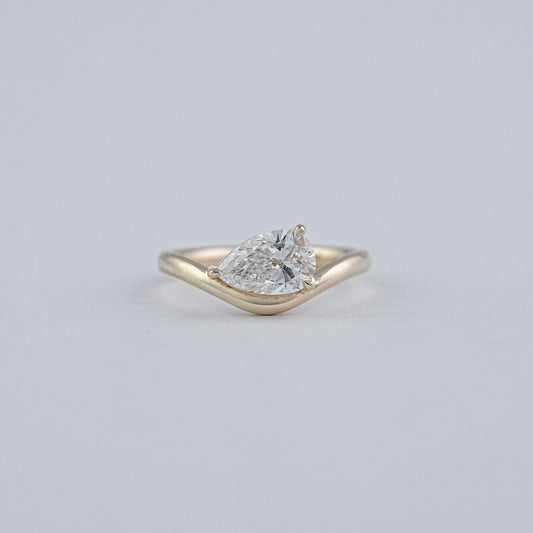 Pear Cut Lab Diamond V Shape Engagement Ring