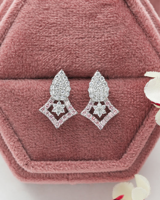 Pink Round Diamond Drop Earring