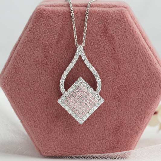 Pink Round Diamond Cluster Pendant