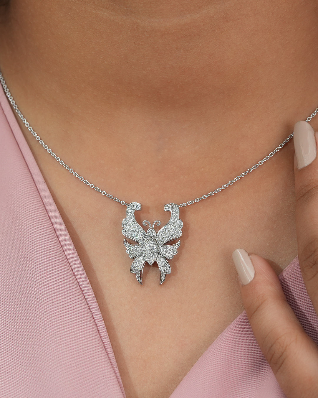 Round Diamond Butterfly  Pendant