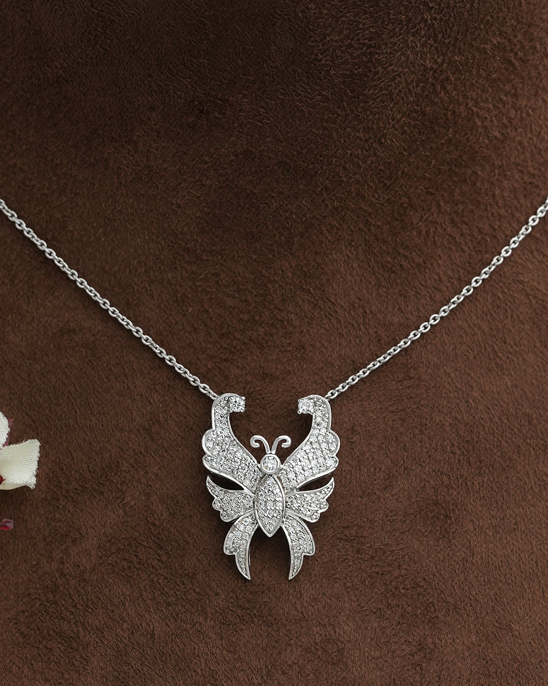Round Diamond Butterfly  Pendant