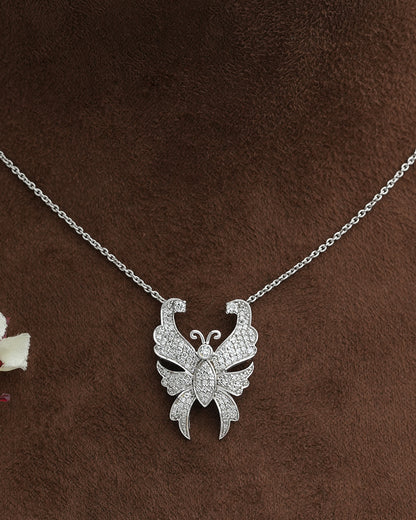 Round Diamond Butterfly  Pendant
