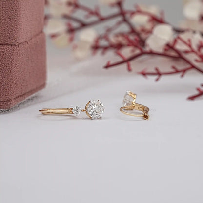 OEC Round Lab Diamond Lever Back Earrings