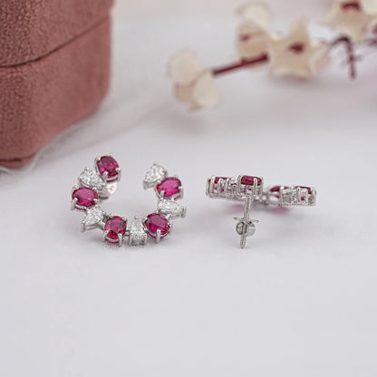 Red Ruby And Diamond Earrings