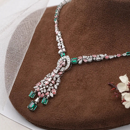 Lab Green Gemstone Bridal Necklace