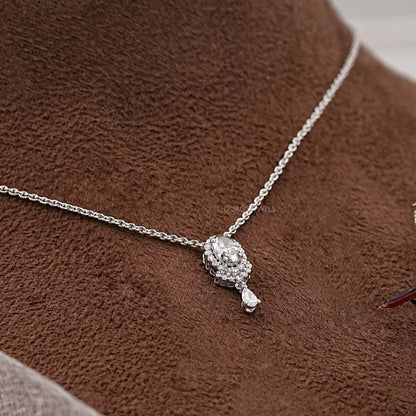 Olive Oval Cut Lab Diamond Bail With Pendant