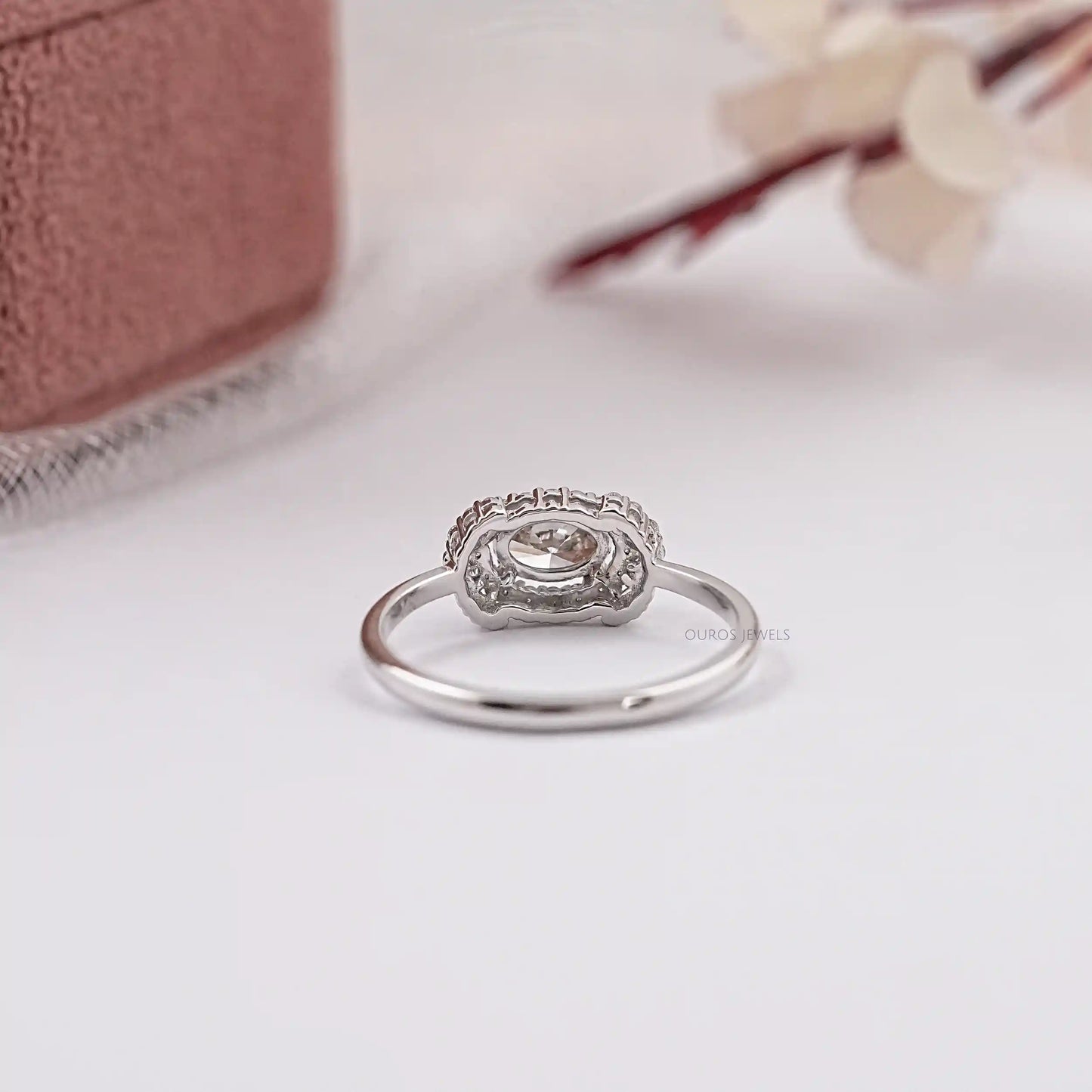 Fancy Olive Oval Cut Halo Diamond Ring