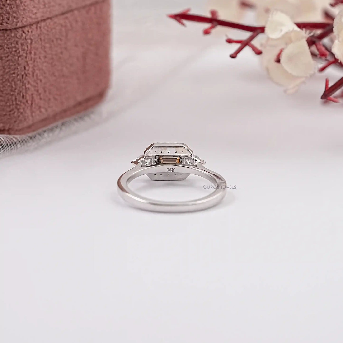 Chocolate Emerald Cut Halo Diamond Ring