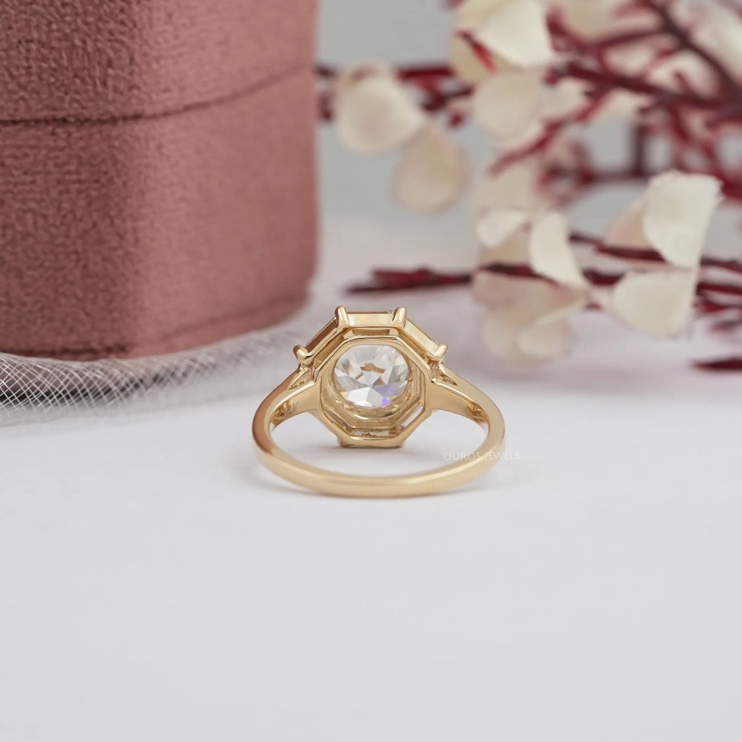 Solitaire OEC Round Cut Halo Diamond Ring