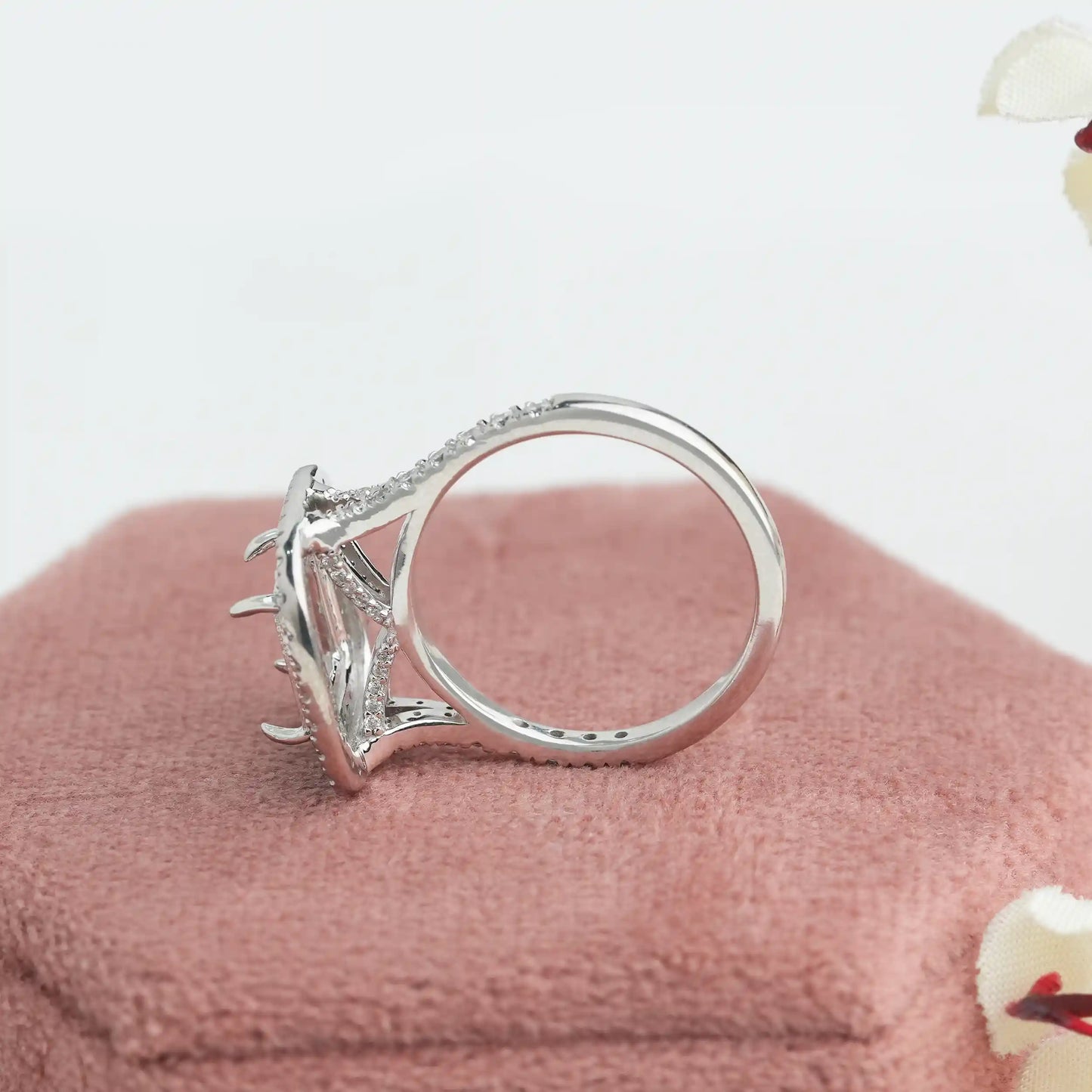 Double Halo Semi Mount Engagement Ring
