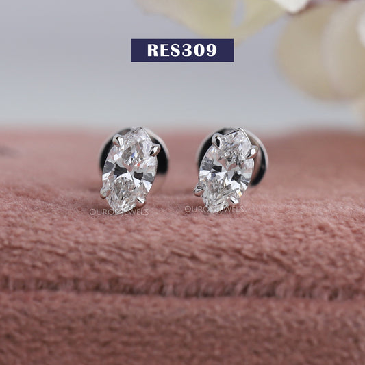 Marquise Cut Lab Diamond  Stud