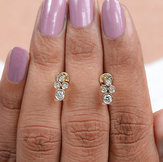 Round Cut Bezel Set Studs Earrings