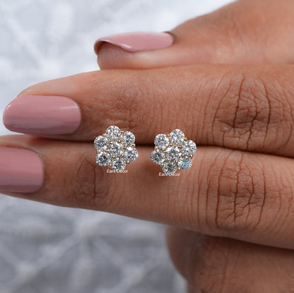 Round Cut Lab Diamond Floral Studs