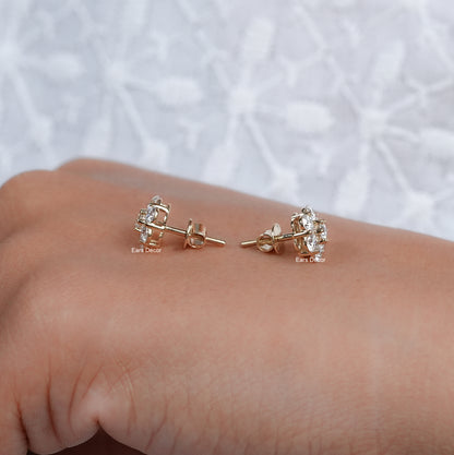 Round Cut Lab Diamond Floral Studs