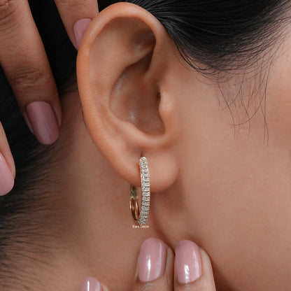 Round Cut Huggie Hoops Earrings