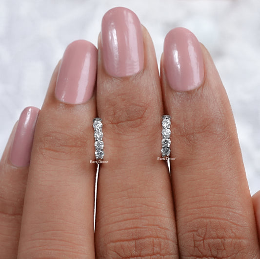 Round Cut Lab Diamond Hoops Earrings