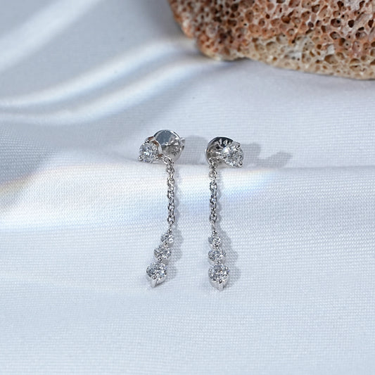 Round Cut Cable Chain Dangle Drop Earrings