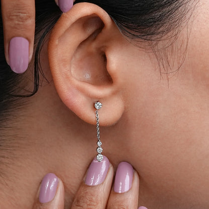Round Cut Cable Chain Dangle Drop Earrings