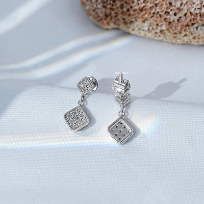 Round Diamond Dainty Drop Earrings