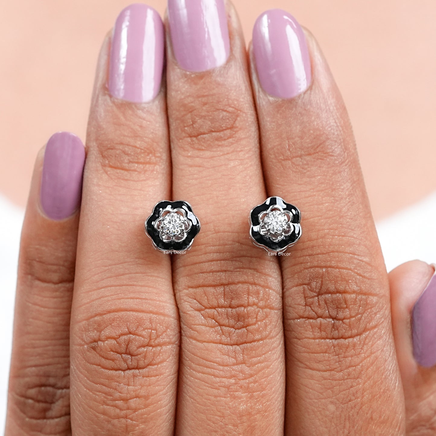 Round Diamond Floral Studs
