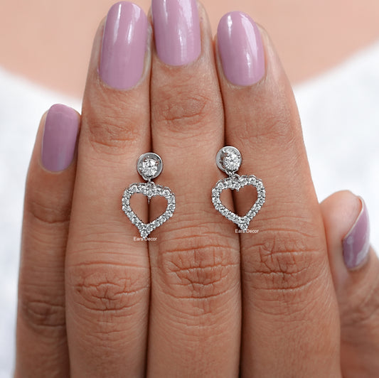 Round Diamond Dangle Drop Earrings