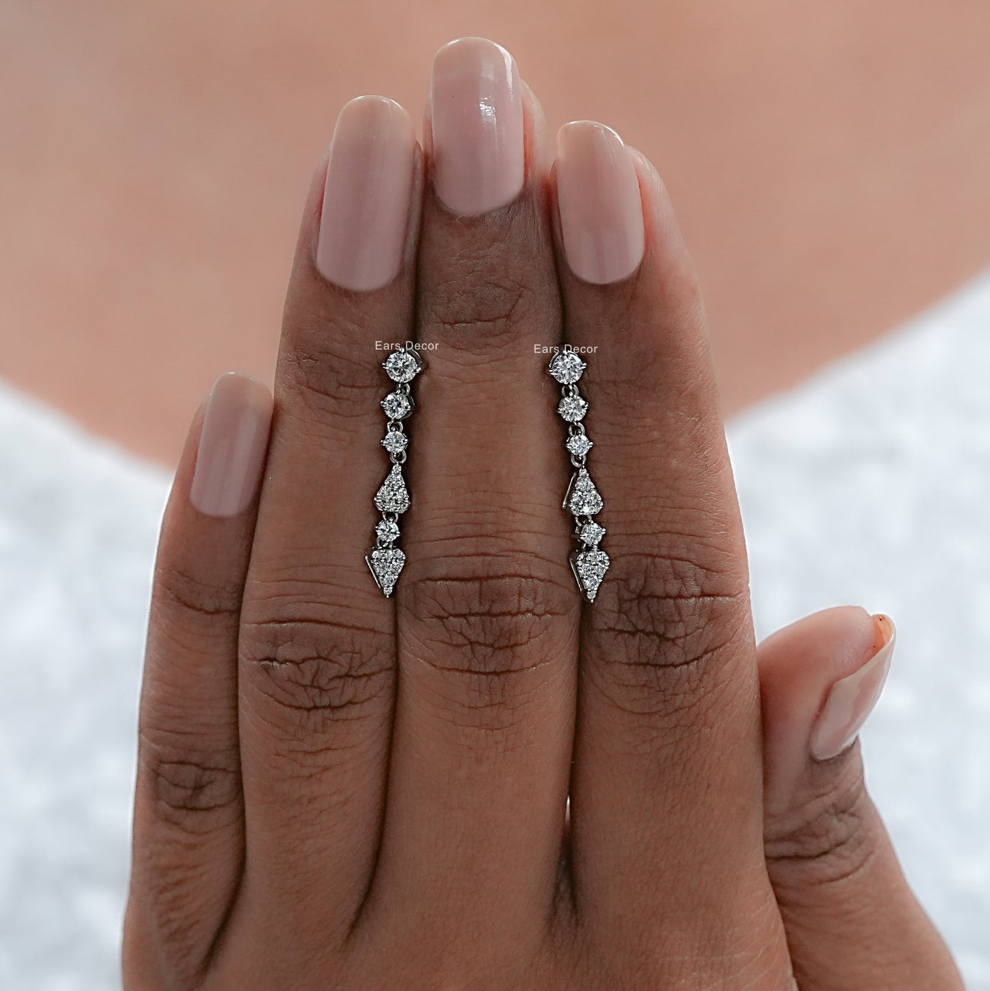 Round Cut Lab Diamond Dangle Earrings