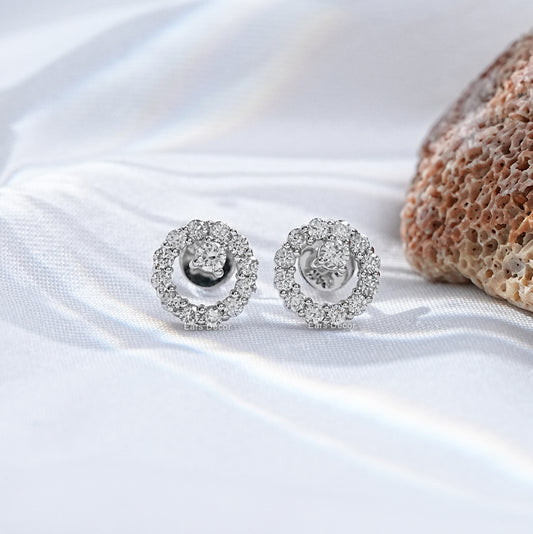 Open Circle Round Diamond Stud Earrings