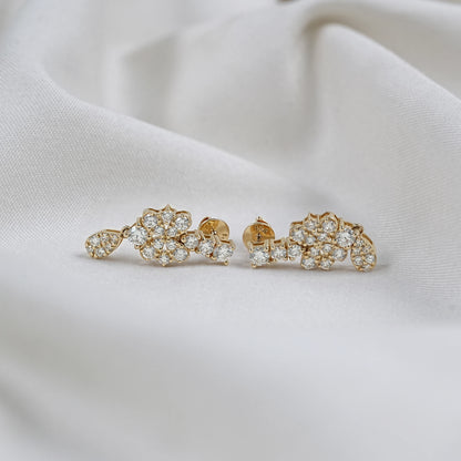 Round Diamond Pear Drop Earrings