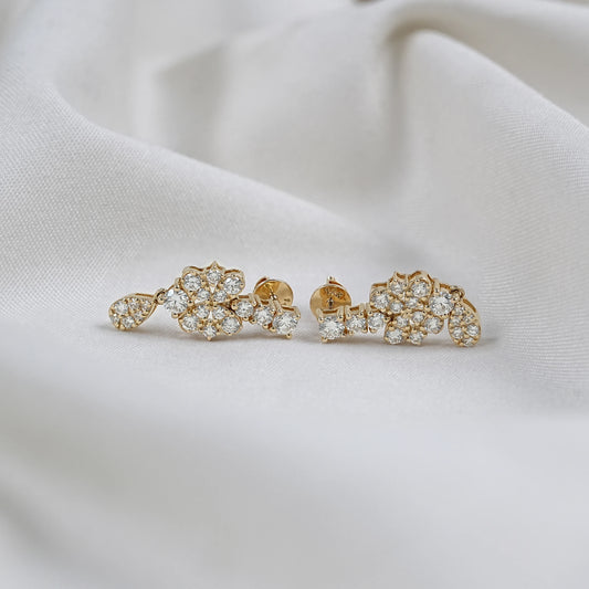 Round Diamond Pear Drop Earrings