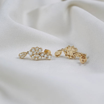 Round Diamond Pear Drop Earrings
