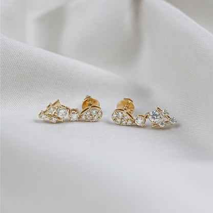 Round Diamond Cluster Drop Dangle Earrings