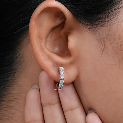 Five Stone Round Diamond Hoop Earrings