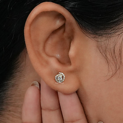 Round Cut Spiral Studs Earrings