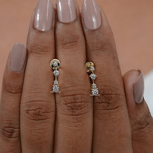 Round Cut Lab Diamonds Bar Earrings