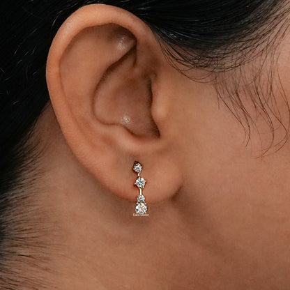 Round Cut Lab Diamonds Bar Earrings