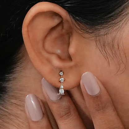 Round Cut Lab Diamonds Bar Earrings