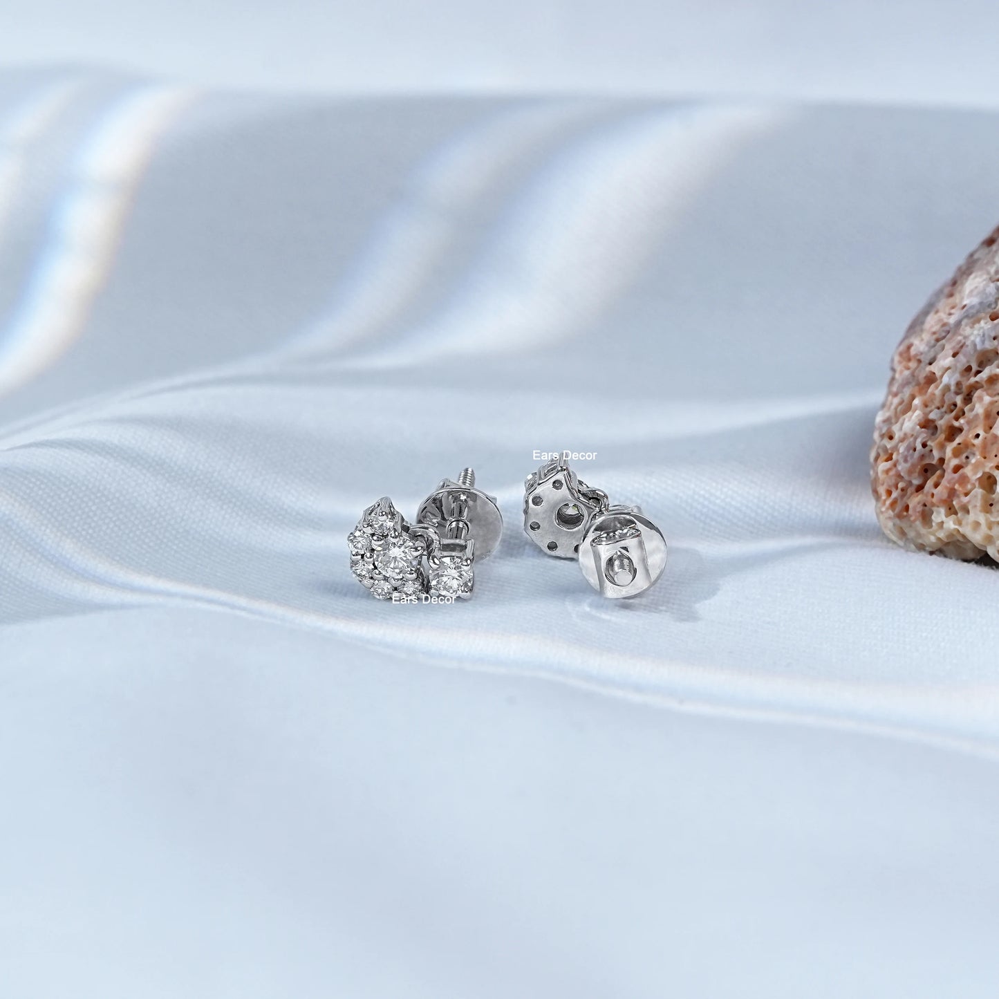 Round Cut Cluster Drop Earrings