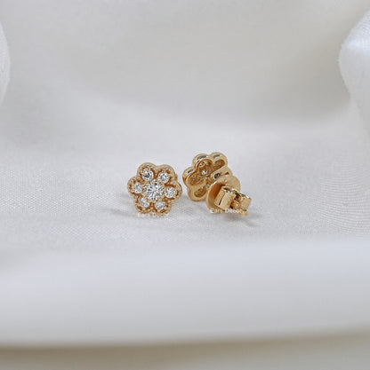 Round Shape Dainty Floral Stud Earrings