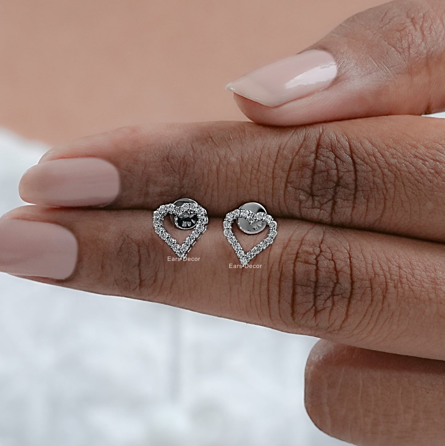 Round Cut Lab Diamond Open Heart Shape Studs Earrings