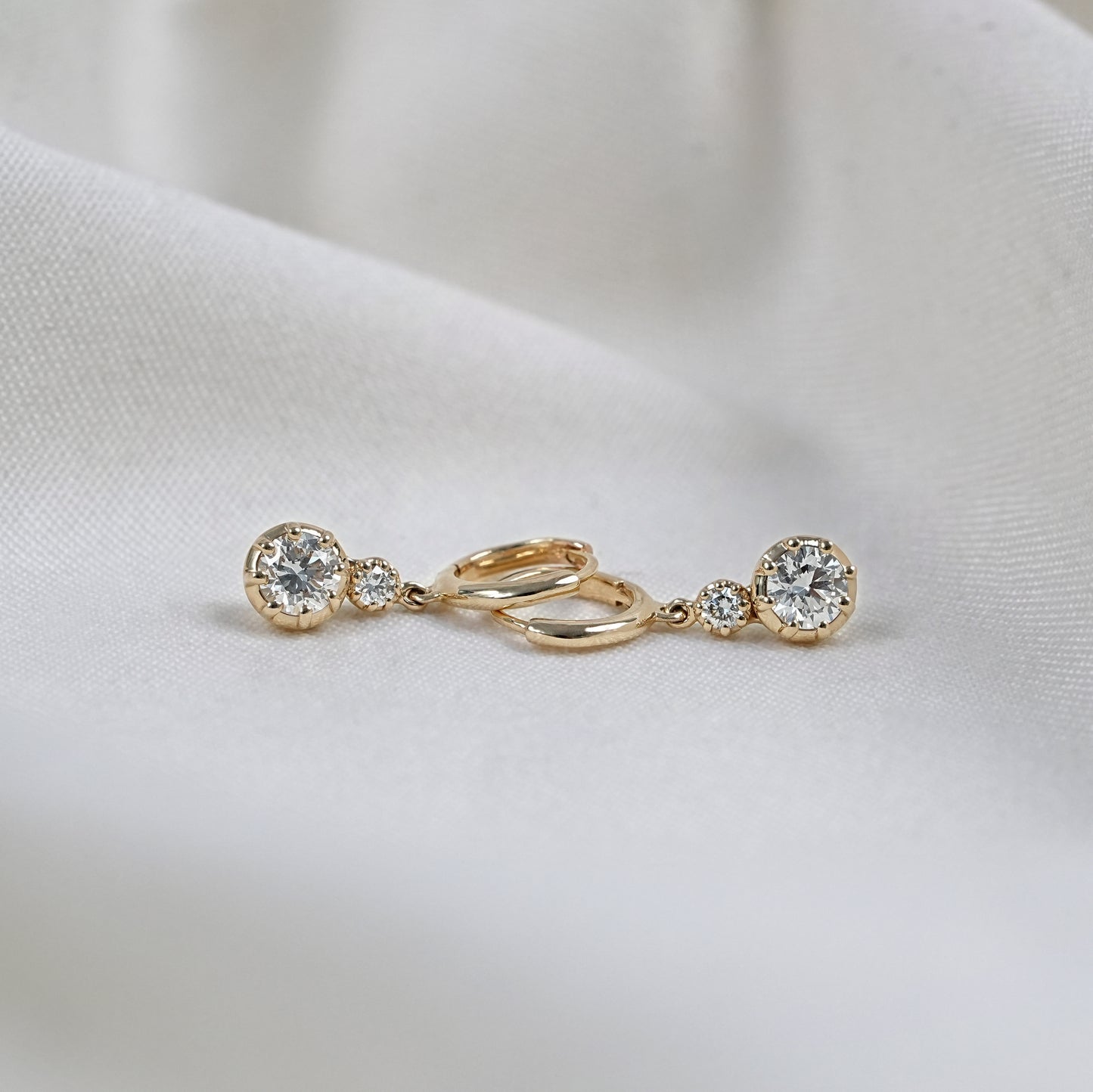 Round Cut Lab Diamond Dangle Hoop Earrings